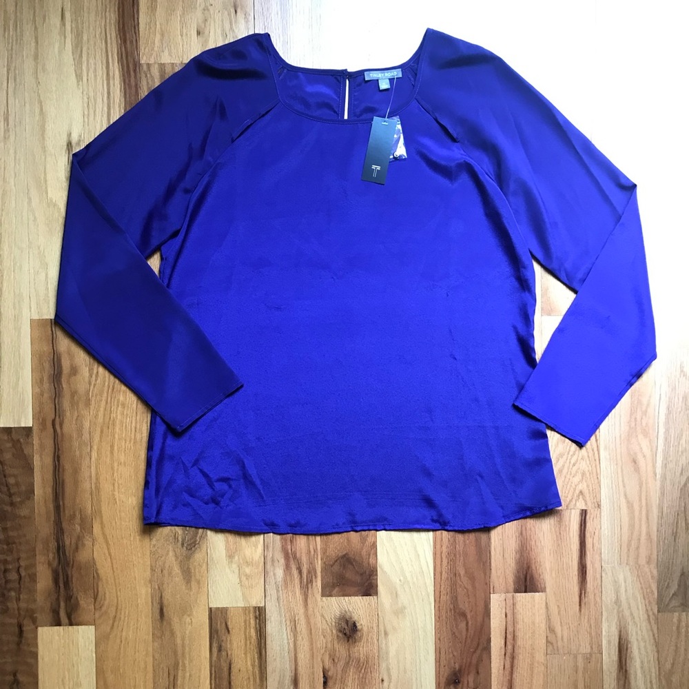 NWT Tinley Road Silky Top with Cutouts Royal Purple Blouse